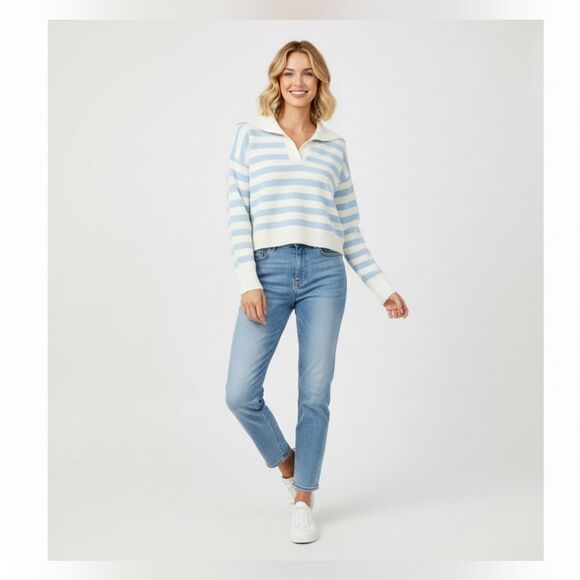 Sincerely Jules Nwot Baby  Blue Polo Stripe  Sweater Xl - Picture 1 of 10